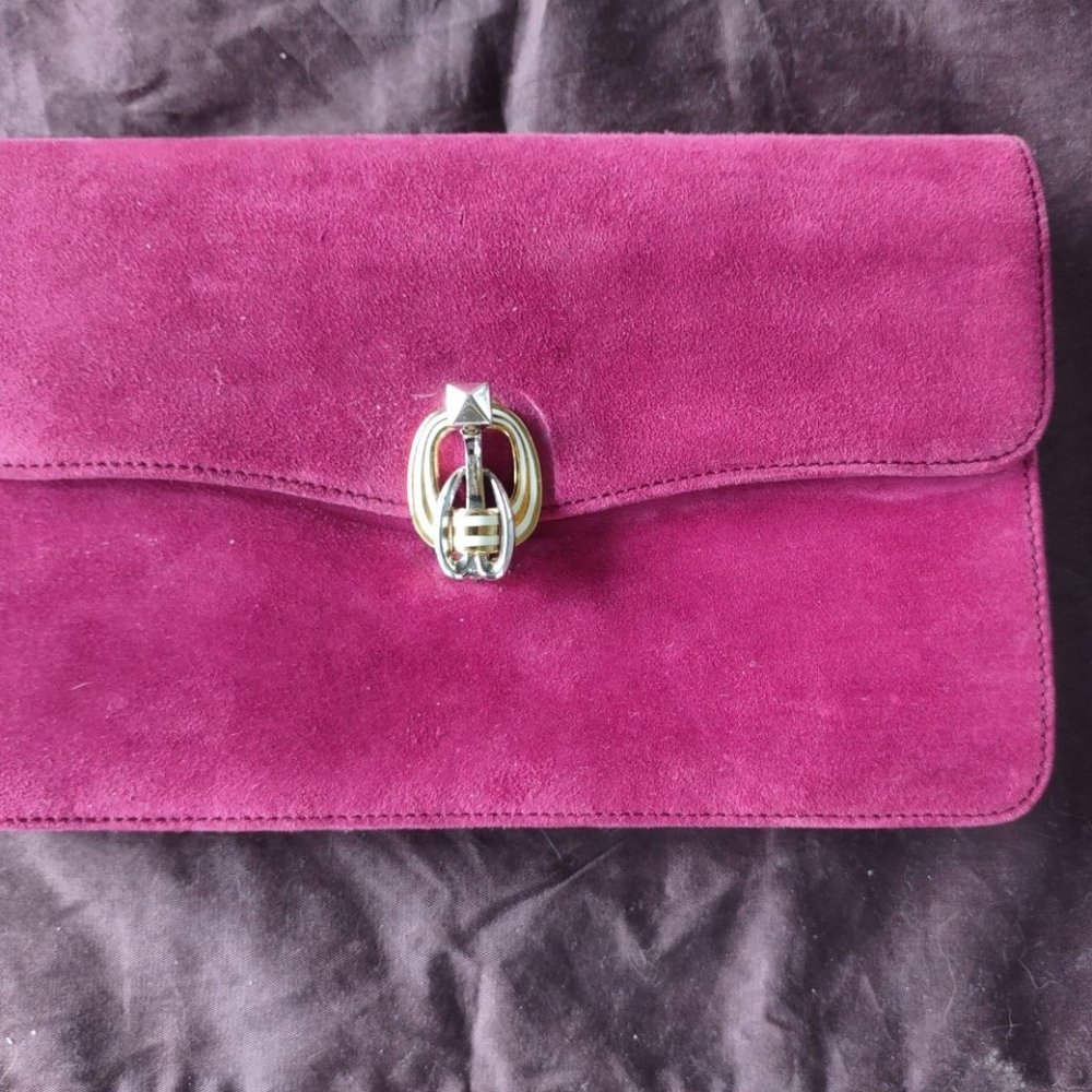 Authentic Vintage Gucci Burgandy Suede Clutch Bag Purse